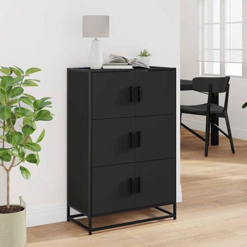 Visoka ploča crna 68x35x106,5 cm Konstruirano drvo i metal - NOVO