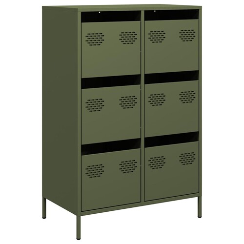 Visoka komoda maslinastozeleni 68x39x101,5 cm od čelika - NOVO