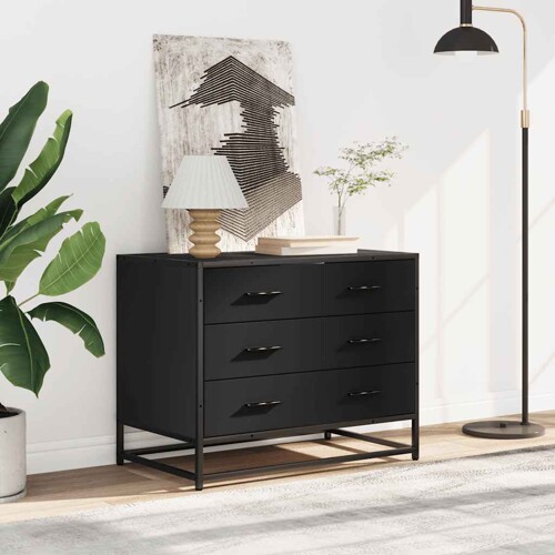 Ormar s ladicama crni 70x41x56 cm izrađeno drvo - NOVO
