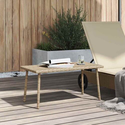 Vrtni stolić za kavu pravokutni bež 80x40x37 cm poliratan - NOVO