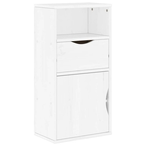 Bočni ormarić s ladicom ODDA bijeli 40x24x79 cm puno drvo bor - NOVO