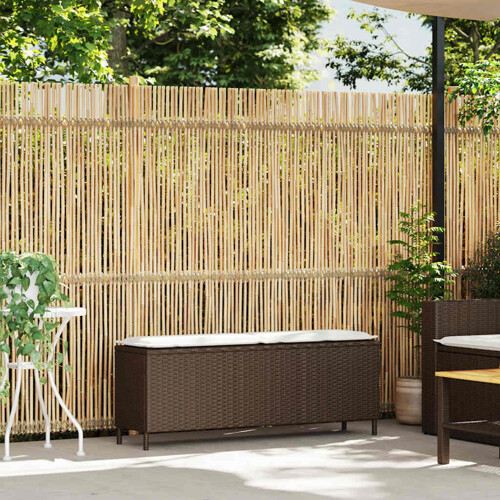 Vrtna klupa s jastukom siva 110x30x40,5 cm poliratan - NOVO