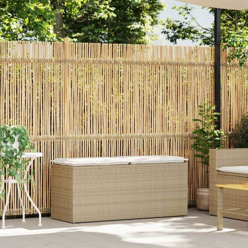 Vrtna klupa s jastukom bež 110x40x44 cm poliratan - NOVO