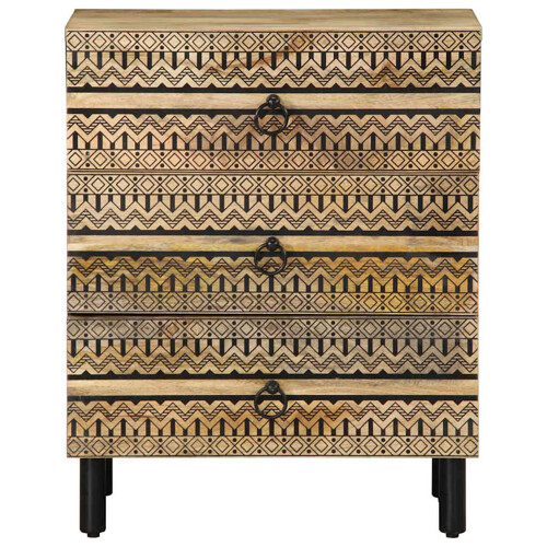 Krevetni ormarić crni 50x33x62 cm Puno grubo drvo Mango - NOVO