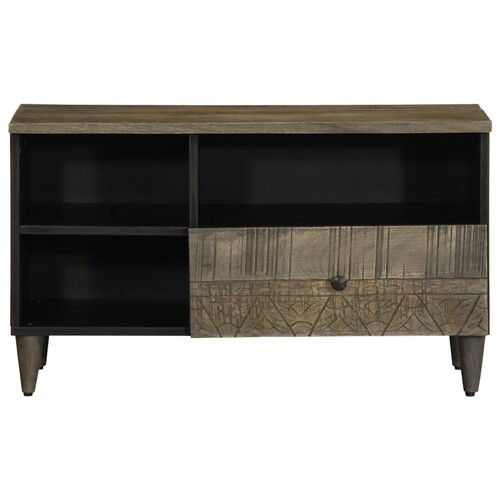 TV ormarić crni 80x33x46 cm od masivnog drva manga - NOVO