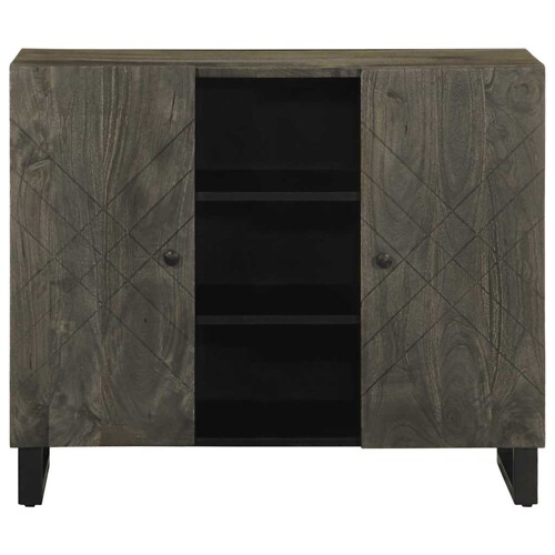 Komoda crna 90x33x75 cm Puno drvo Mango - NOVO