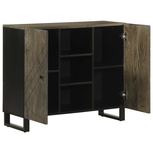Komoda crna 90x33x75 cm Puno drvo Mango - NOVO