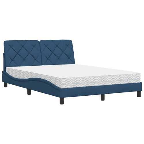 Krevet s madracem plavi 140 x 190 cm od tkanine - NOVO