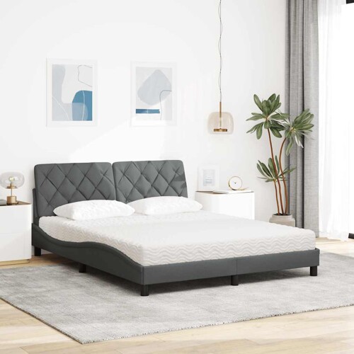 Krevet s madrac svjetlosivi 160x200cm tkanina - NOVO