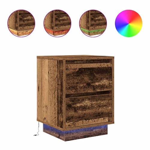 Noćni ormarići s LED svjetlima 2 kom boja drva 38x34x50 cm - NOVO