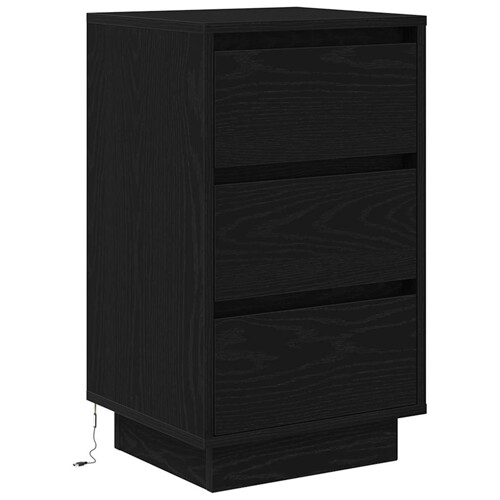 Noćni ormarić s LED svjetlima crni 38x34x65 cm - NOVO