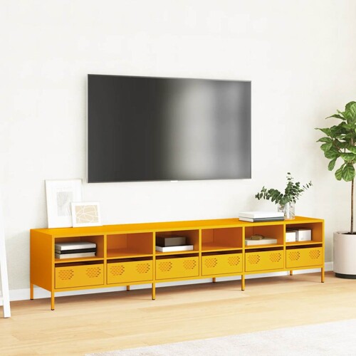 TV ormarić senf žuta 202x39x43,5 cm hladno valjani čelik - NOVO