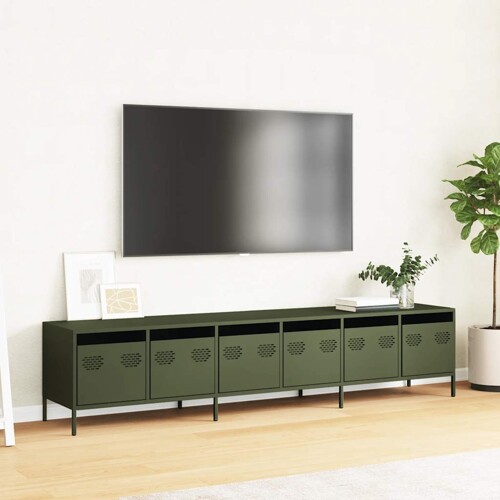 TV ormarić maslinastozeleni 202x39x43,5 cm čelični - NOVO