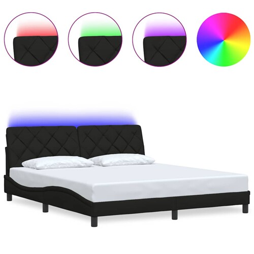 Okvir kreveta s LED-om bez madraca crni 180x200 cm od tkanine - NOVO