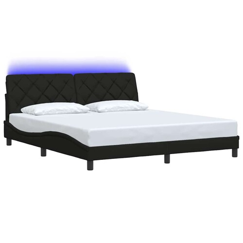 Okvir kreveta s LED-om bez madraca crni 180x200 cm od tkanine - NOVO
