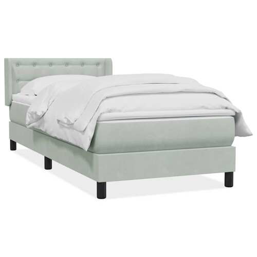 Box Spring krevet s madracem svijetlo sivi 80x210 cm baršun - NOVO