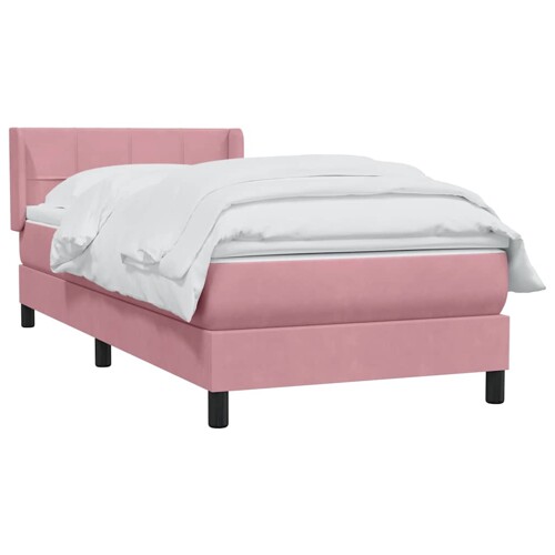 Box Spring krevet s madracem ružičasti 90x210 cm samt - NOVO