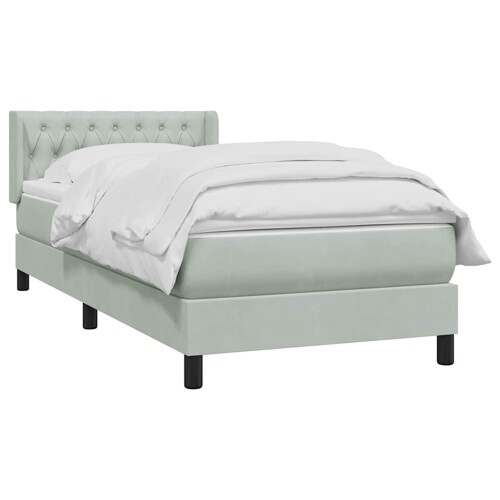 Box Spring krevet s madracem svijetlo sivi 90x210 cm baršun - NOVO