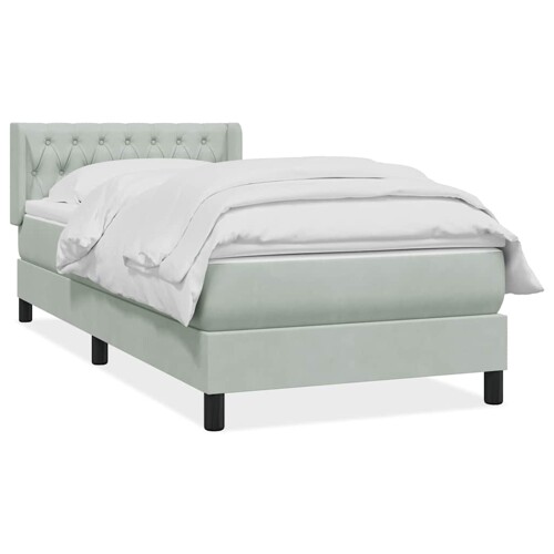 Box Spring krevet s madracem svijetlo sivi 90x210 cm baršun - NOVO