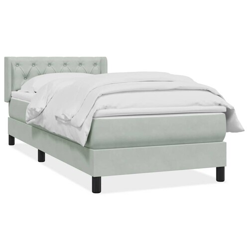 Box Spring krevet s madracem svijetlo sivi 80x210 cm baršun - NOVO
