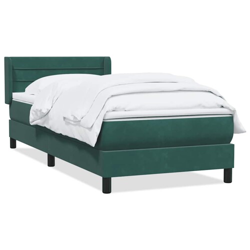 Box Spring krevet s madracem tamnozeleni 90x220 cm baršun - NOVO