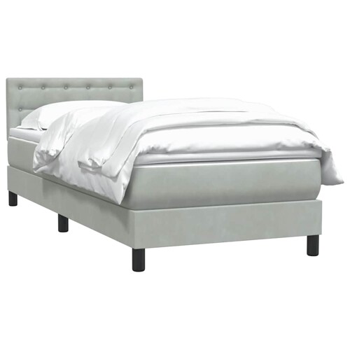 Box Spring krevet s madracem svijetlo sivi 80x210 cm baršun - NOVO