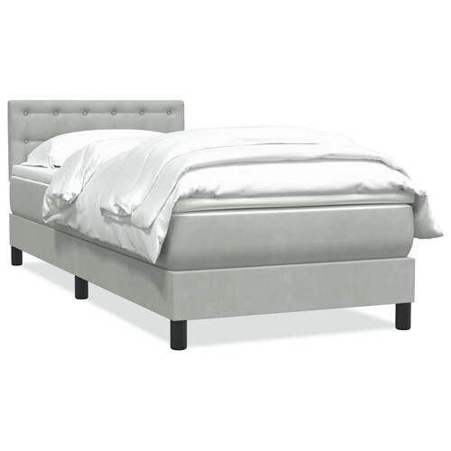 Box Spring krevet s madracem svijetlo sivi 80x210 cm baršun - NOVO