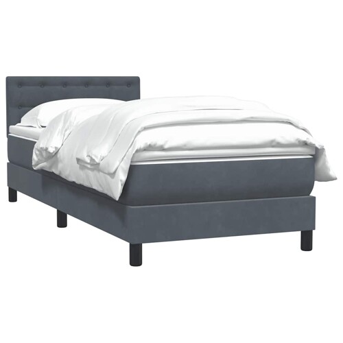 Box spring krevet s madracem tamnosivi 90x210 cm baršunasti - NOVO