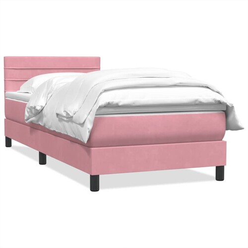 Box spring krevet s madracem ružičasti 90x220 cm baršunasti - NOVO