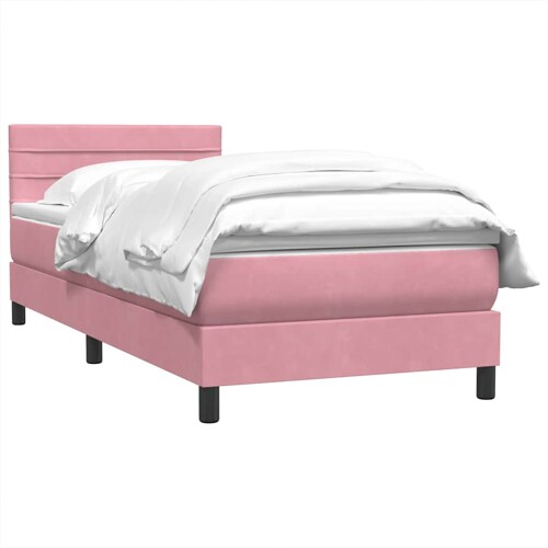 Box spring krevet s madracem ružičasti 90x220 cm baršunasti - NOVO