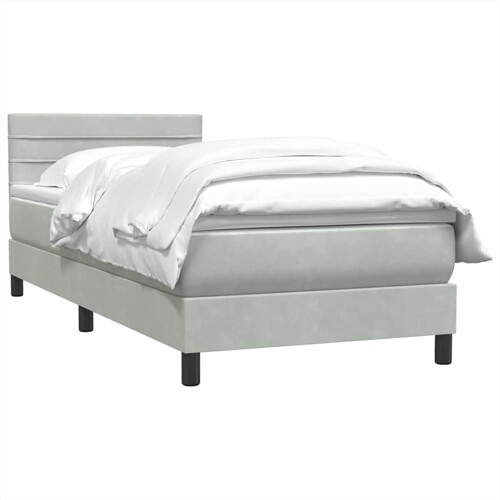Box Spring krevet s madracem svijetlo sivi 90x210 cm baršun - NOVO