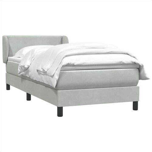 Box Spring krevet s madracem svijetlo sivi 80x210 cm baršun - NOVO