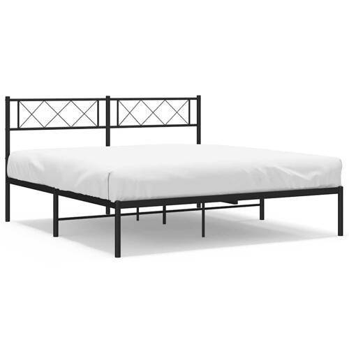 Metalni okvir za krevet s uzglavljem crni 135x190 cm - NOVO
