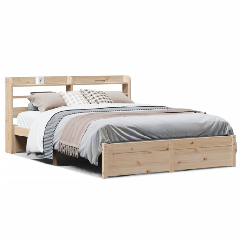 Okvir za krevet s uzglavljem 160 x 200 cm od masivne borovine - NOVO