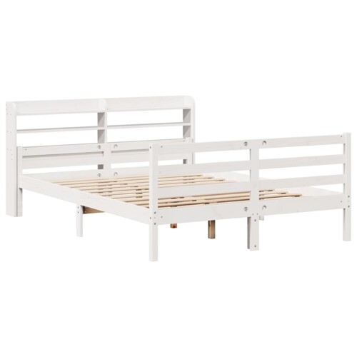 Okvir za krevet s uzglavljem bijeli 150 x 200 cm borovina - NOVO