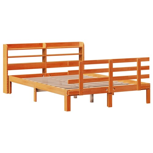 Okvir kreveta s uzglavljem voštano smeđi 140x190 cm od borovine - NOVO
