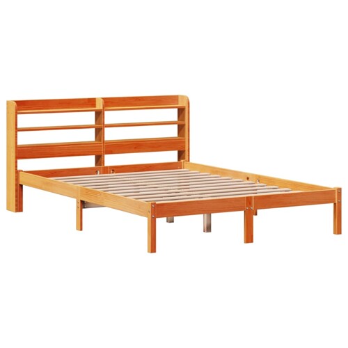 Okvir kreveta s uzglavljem voštano smeđi 140x190 cm od borovine - NOVO