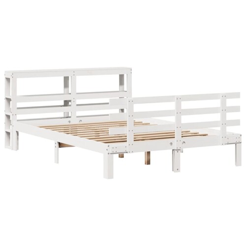 Okvir za krevet s uzglavljem bijeli 150 x 200 cm borovina - NOVO