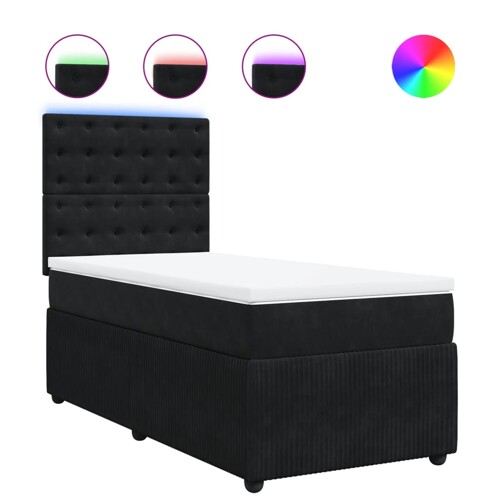 Box spring krevet s madracem crni 80 x 200 cm baršunasti - NOVO