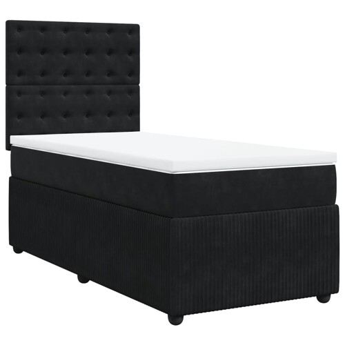 Box spring krevet s madracem crni 80 x 200 cm baršunasti - NOVO