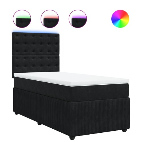 Box spring krevet s madracem crni 90x200 cm baršunasti - NOVO