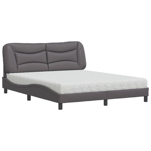 Krevet s madracem sivi 160 x 200 cm od umjetne kože - NOVO