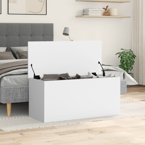Kutija za pohranu bijela 100x42x46 cm od konstruiranog drva - NOVO