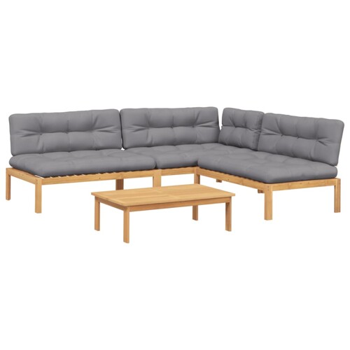 4-dijelni set vrtnih sofa od paleta s jastucima od drva bagrema - NOVO