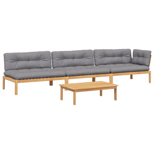 4-dijelni set vrtnih sofa od paleta s jastucima od drva bagrema - NOVO