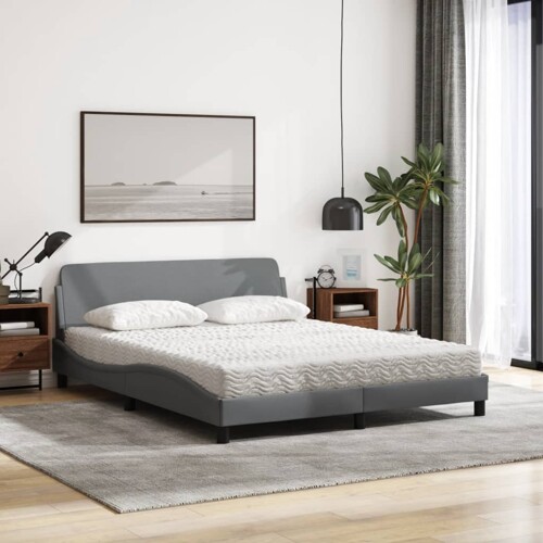 Krevet s madracem svjetlosiva 160x200 cm tkanina - NOVO