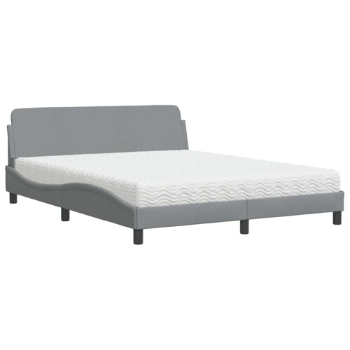 Krevet s madracem svjetlosiva 160x200 cm tkanina - NOVO