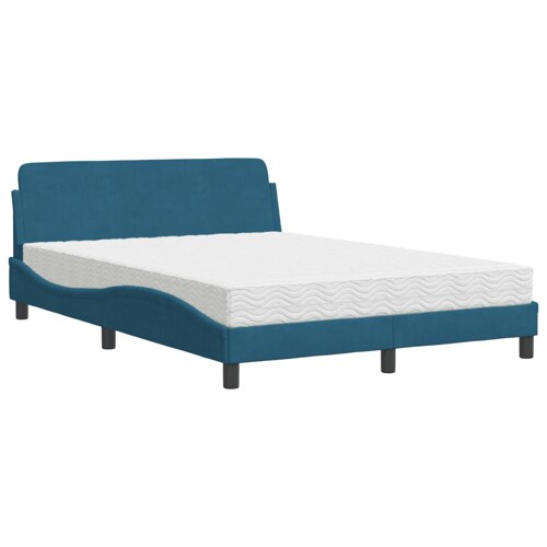 Krevet s madracem plavi 140x190 cm baršunasti - NOVO