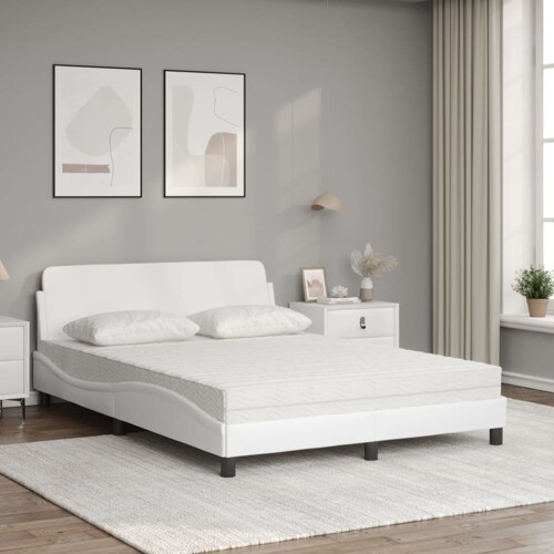 Krevet s madracem bijeli 140x200 cm od umjetne kože - NOVO