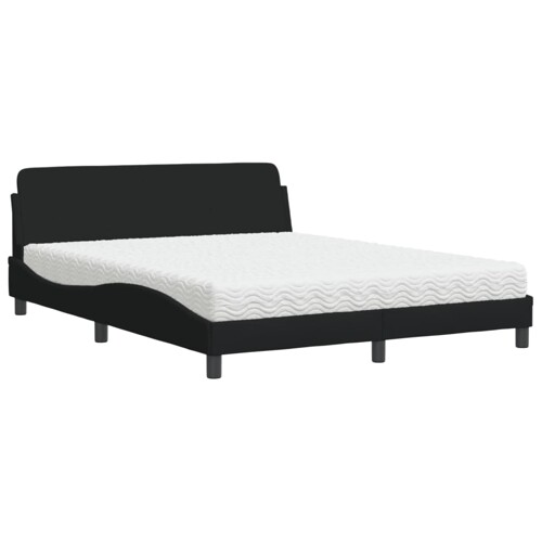 Krevet s madracem crni 160x200 cm od tkanine - NOVO